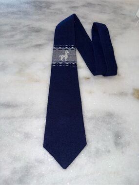 Artesania Landa Peru Men's Necktie-Handmade Woven-Blue White Alpaca